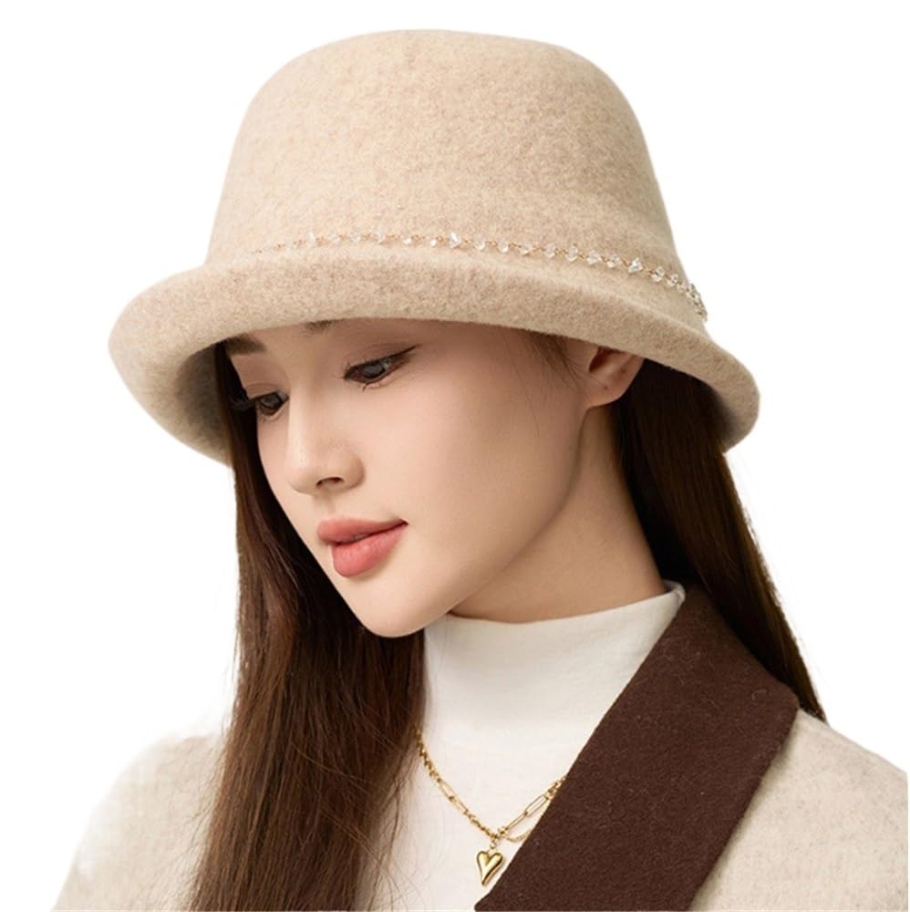 Amazon.co.jp: 2025 シックなウールフェルト帽子女性クローシュ